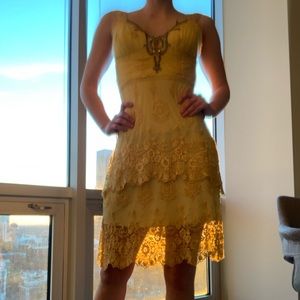 Golden yellow cocktail dress